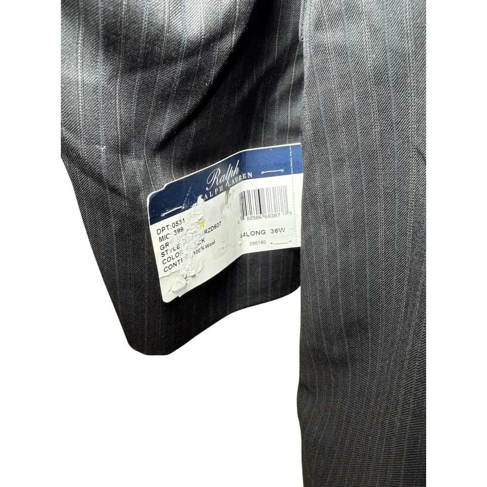 Ralph Ralph Lauren Mens 44L Pinstripe Blazer 100% Wool Jacket Black 2‎ Buttons
